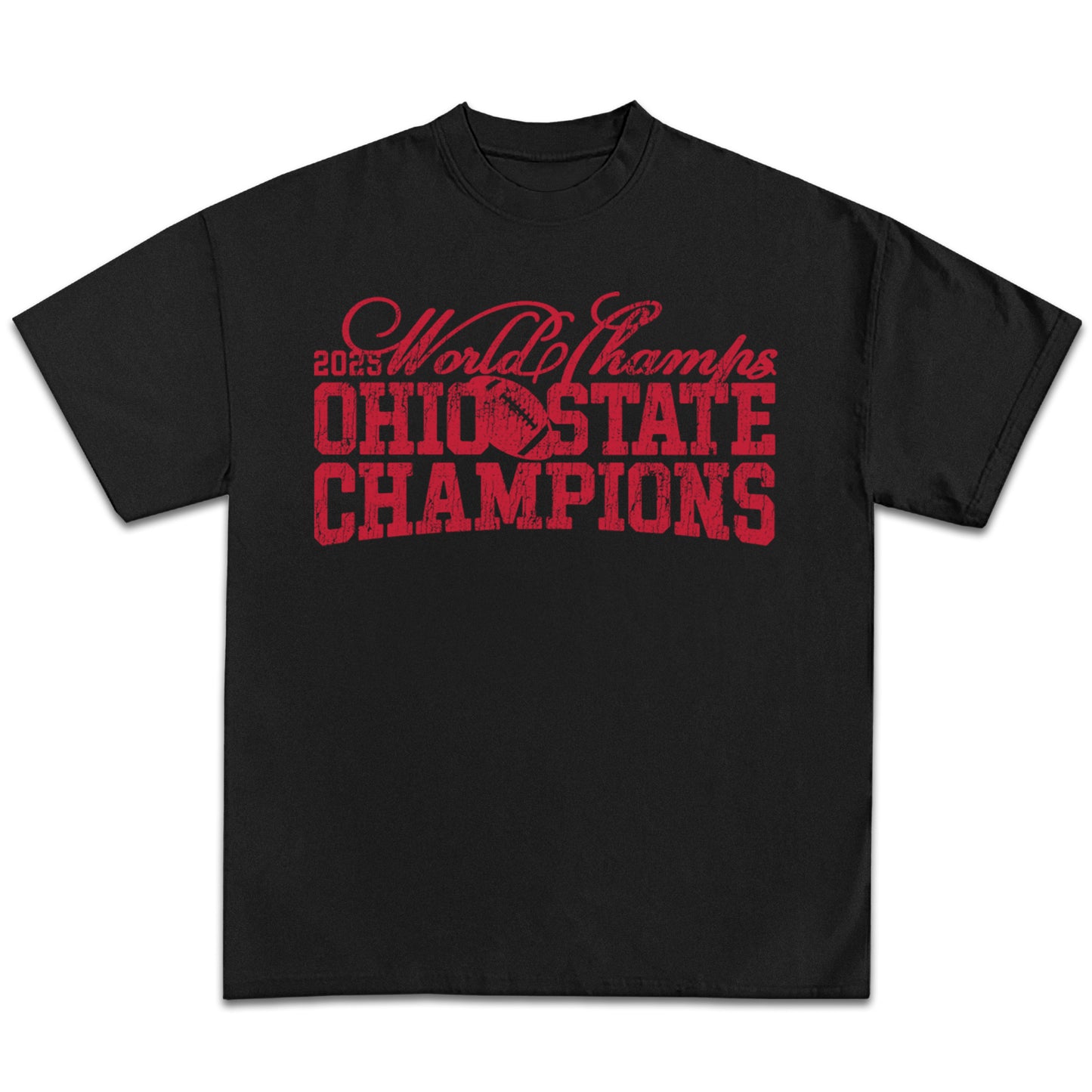 Ohio State Football 2025 Champions Text T-Shirt