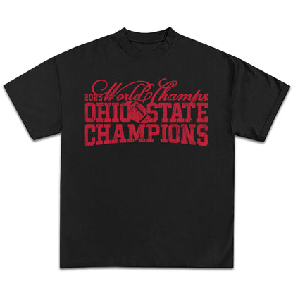 Ohio State Football 2025 Champions Text T-Shirt