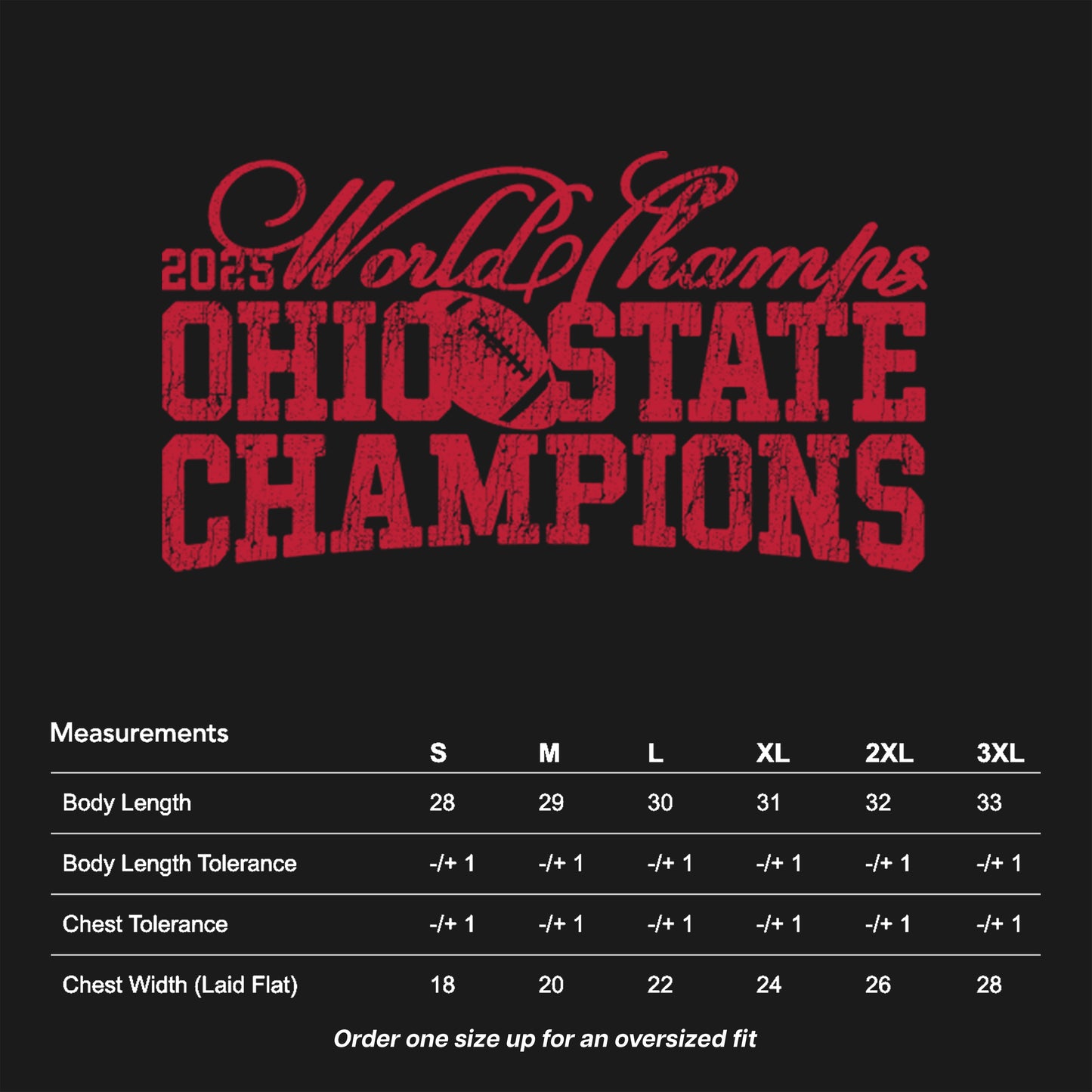 Ohio State Football 2025 Champions Text T-Shirt