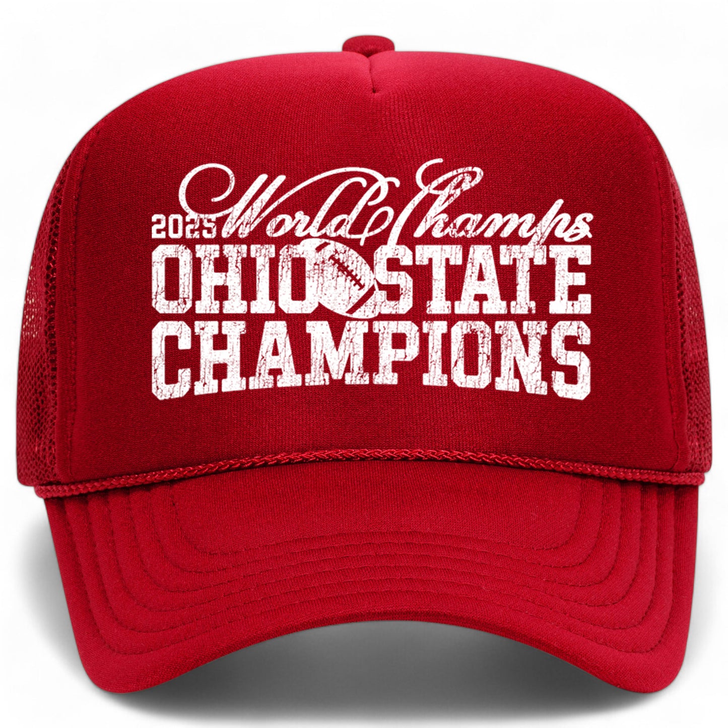 Ohio State Football 2025 Champions Text Trucker Hat