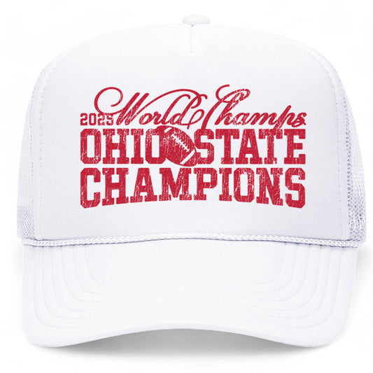 Ohio State Football 2025 Champions Text Trucker Hat