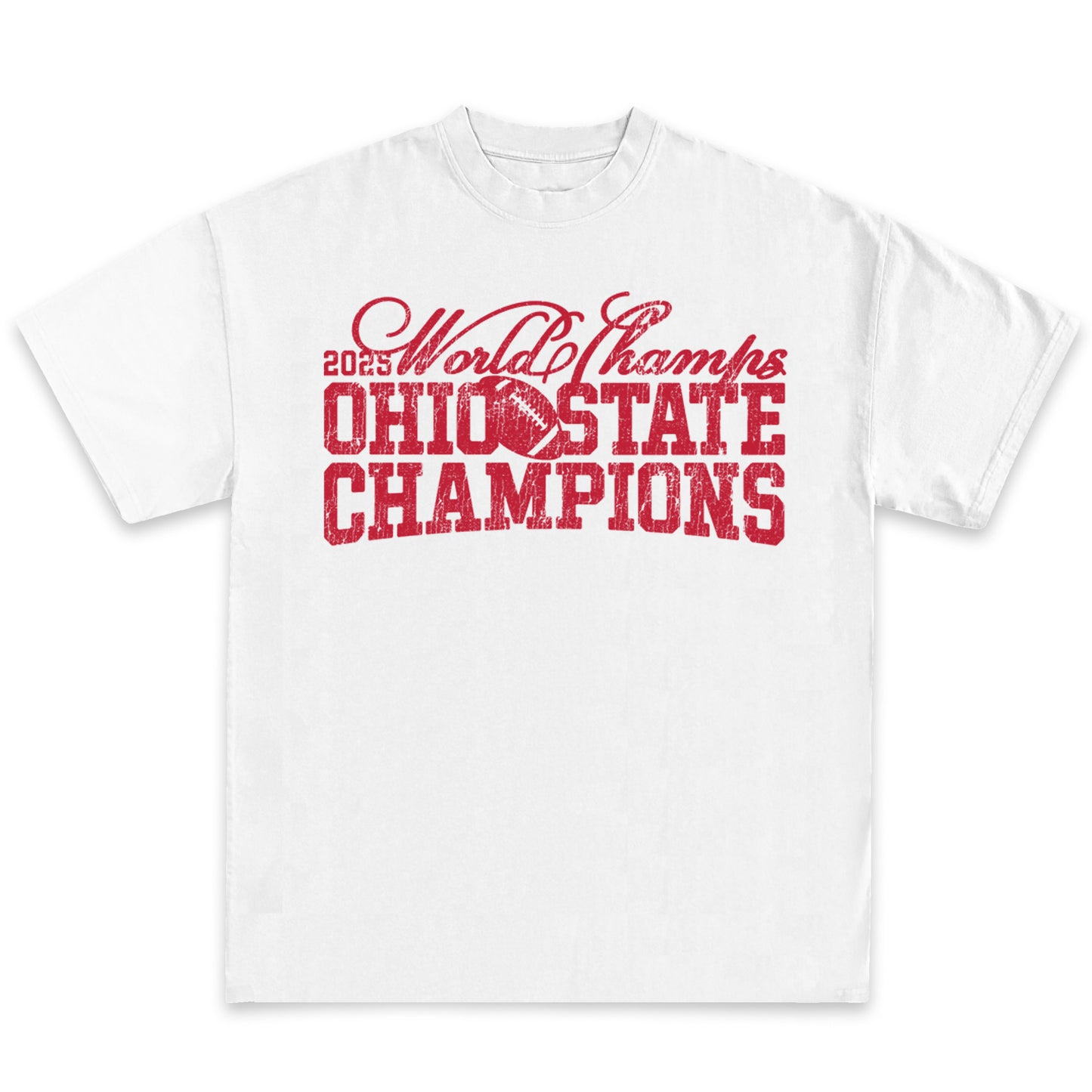 Ohio State Football 2025 Champions Text T-Shirt