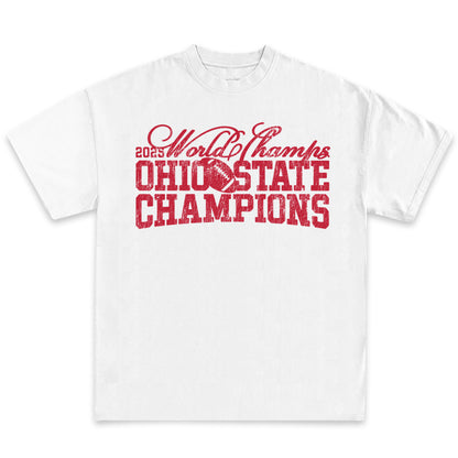 Ohio State Football 2025 Champions Text T-Shirt