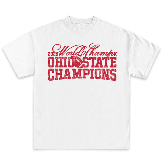 Ohio State Football 2025 Champions Text T-Shirt