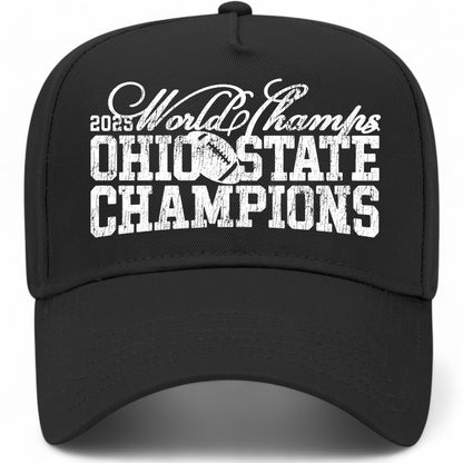 Ohio State Football 2025 Champions Vintage Text Trucker Hat