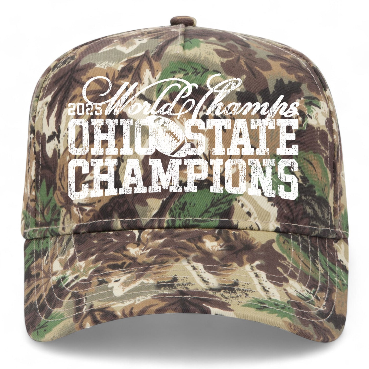 Ohio State Football 2025 Champions Vintage Text Trucker Hat