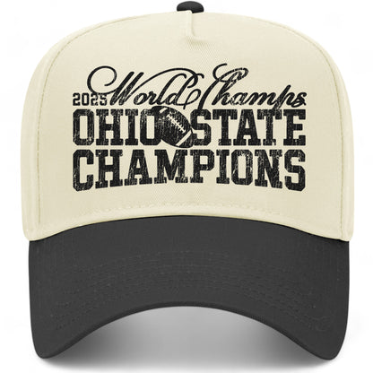 Ohio State Football 2025 Champions Vintage Text Trucker Hat