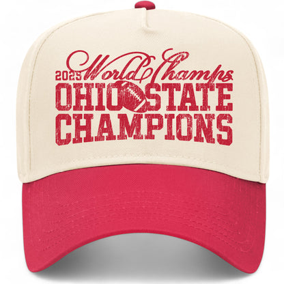 Ohio State Football 2025 Champions Vintage Text Trucker Hat