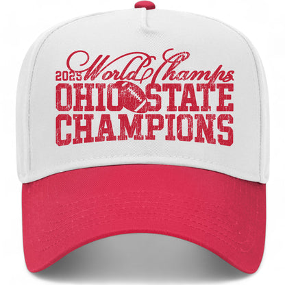 Ohio State Football 2025 Champions Vintage Text Trucker Hat